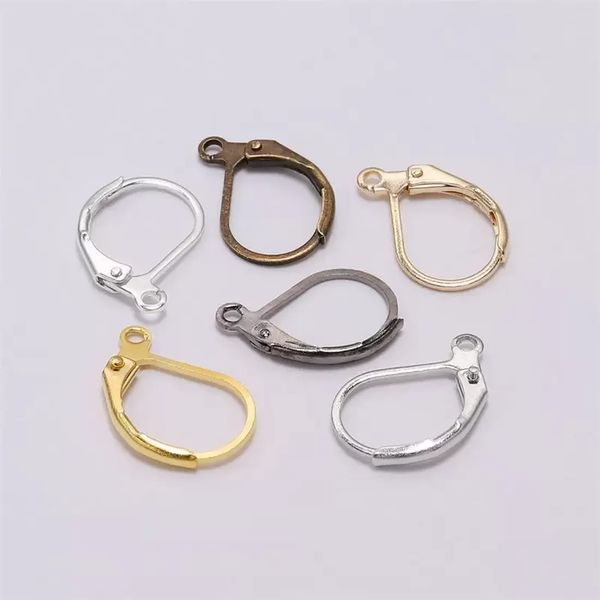 

genuine 20pcs/lot 15*10mm gold french lever earring hooks wire settings base hoops earrings for diy jewelry making supplies 1240 q2