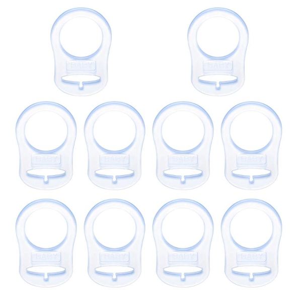 

pacifiers# fenical 10pcs silicone baby dummy pacifier clips holders rings (transparent)