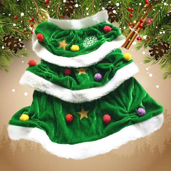 

dog apparel christmas tree shaped costume pet winter clothes comfortable warm hoodie dress for party - size (green)