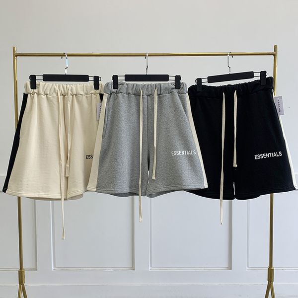 

21ss double line patchwork shorts high street loose oversize cotton knee length short pants for men and women designer couple pant, White;black