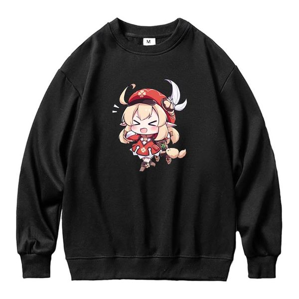 

men's hoodies & sweatshirts klee fleece crew neck pullovers sudaderas genshin impact hoodie men daily harajuku kawaii hoody, Black