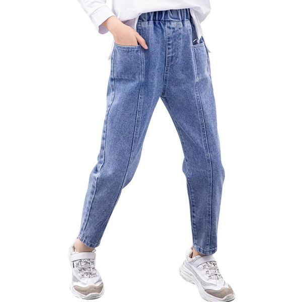 

girls jeans patchwork pants casual style children's for boys autumn winter clothes 6 8 10 12 14, Blue