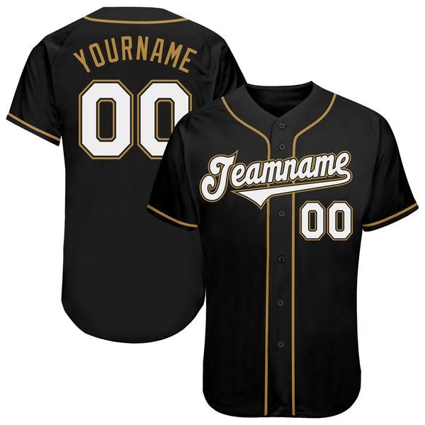

custom black white-old gold authentic baseball jersey, Blue;black