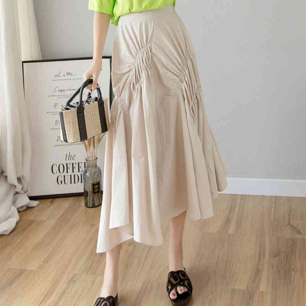 

skirts spring novelty crepe irregular a-line maxi solid black apricot patchwork high low pleated ankle long skirts