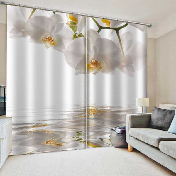 

beautiful po fashion customized 3d curtains white flower soundproof windproof curtain & drapes