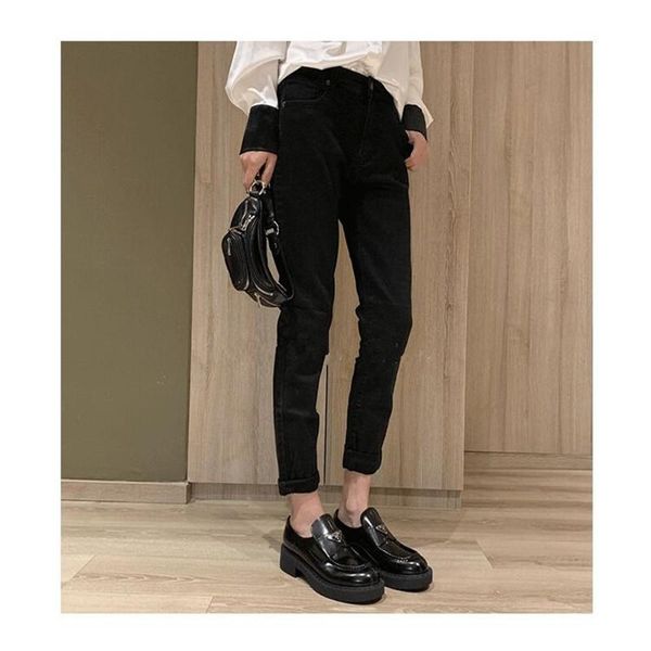 

spring and autumn women's shoes british style leather single round toe college low heel shoe dress, Black