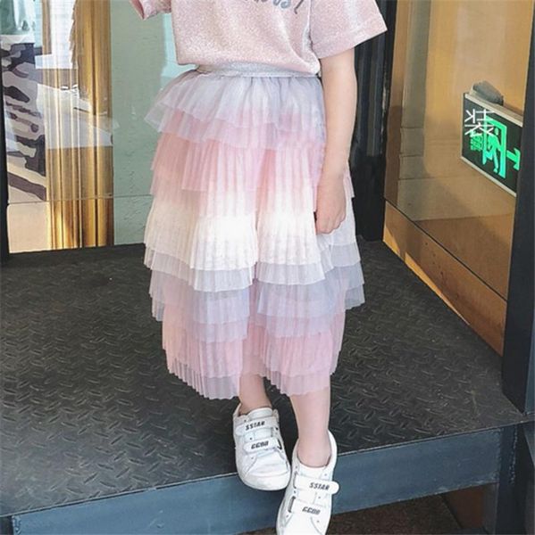 

girls skirts summer kids tutu for princess rainbow pettiskirts layered school outfit clothes 2 4 5 6 7 8years, Blue