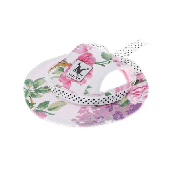 

dog apparel pet canvas hat sun-shading cap with ear holes for small dogs - size s (floral print)