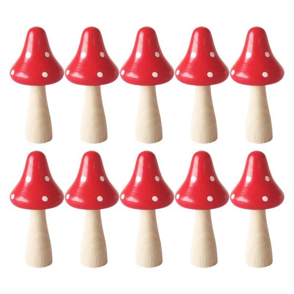 

planters & pots 10pcs wooden mushroom adornment diy landscaping ornament decorative supplies