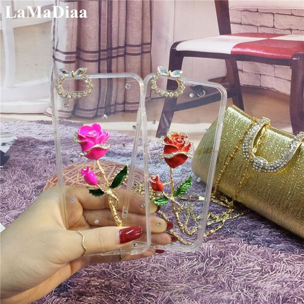 

lamadiaa for s7 s6 edge s10 s9 s8 plus note 9 8 5 case luxury cute glitter diamond rose flower rhinestone cover cell phone cases