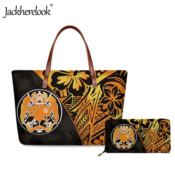 

evening bags jackherelook tonga polynesian design female tote bag clutch wallet 2pcs/set fashion women handbag coin purse ladies shoulder