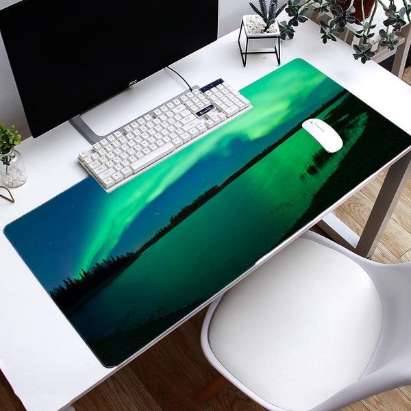 

mouse pads & wrist rests 70x30cm large game mousepad for cs gamer gaming pad aurora borealis keyboard pc