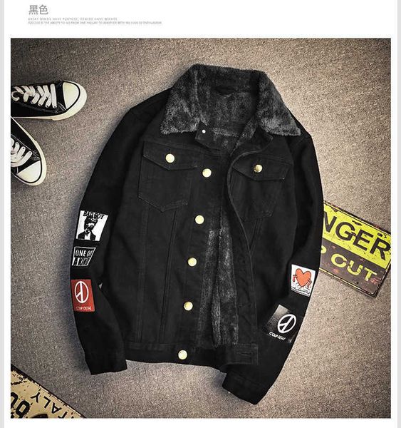 

men's jackets classdim winter denim warm jean coats fashion cotton casual thicker z34x, Black;brown