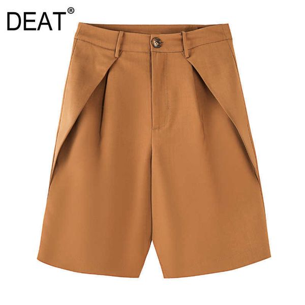 

[deat] women summer fashion short pants high waist solid color loose personality wide leg shorts 13d035 210527, White;black