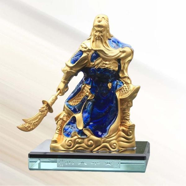 

interior decorations guan yu statue zinc alloy car dashboard ornament home office desktabledecoration (blue)