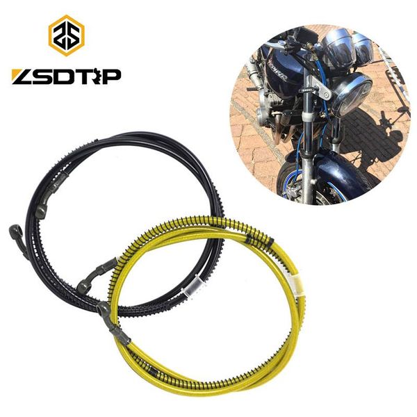 

motorcycle brakes zsdtrp 80/170/240cm length stainless steel rubber brake lines clutch oil hose tube gold/black