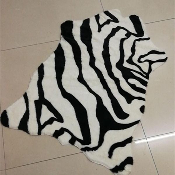 

zebra print rug imitation animal skin pelt shape handmade simulation leather floor faux fur area carpet for home decor carpets