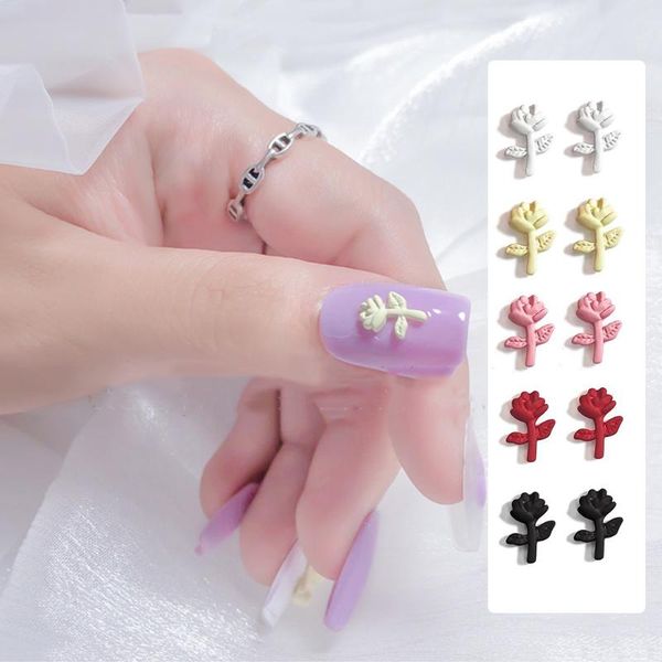

nail art decorations rose flower shape 3d decoration jewelry metal frosted elegant summer manicure japanese-style colorful decal, Silver;gold
