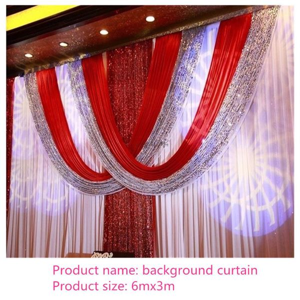 

party decoration 3m*6m red color shinning material wedding backdrop curtains stage