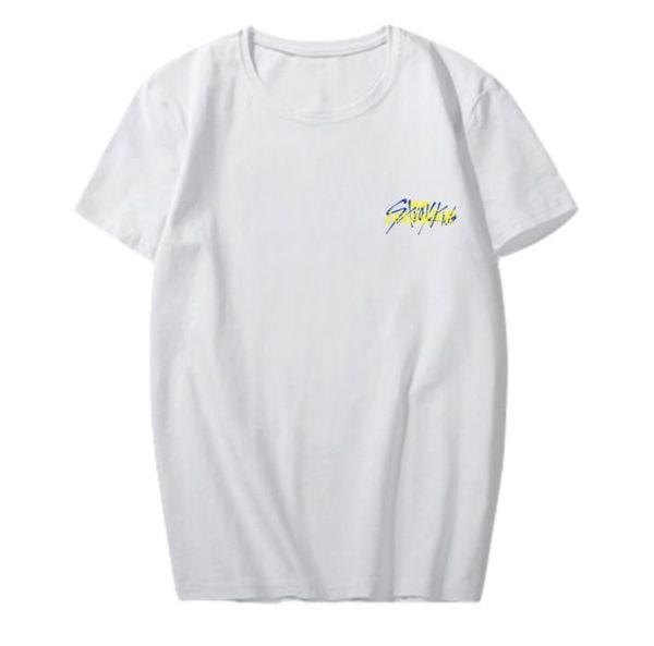 

women's t-shirt summer style straykids clÃ©:levanter same small logo printing t shirt kpop fashion o neck short sleeve, White