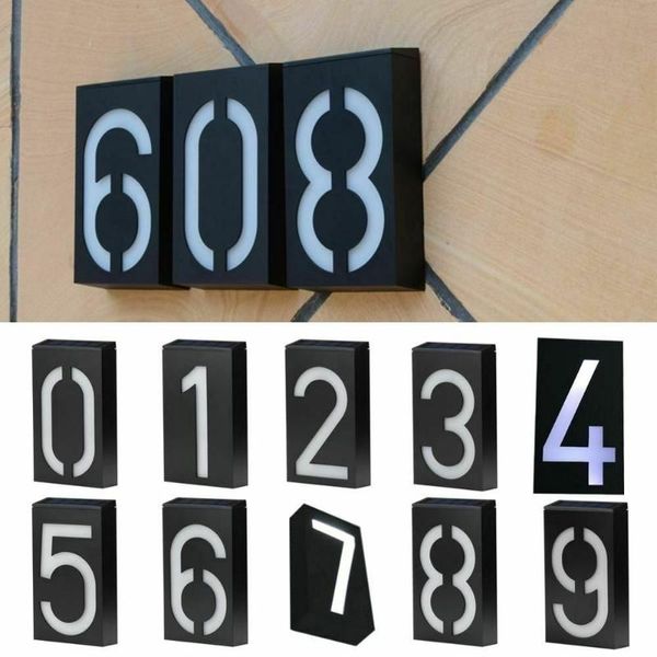 

solar powered led bulbs changeable house number porch lights road door plate 6 bulb lamp outdoor wall lamps