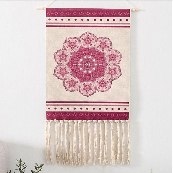 

tapestries home decor macrame wall hanging tapestry cotton tassel handmade woven bohemian geometric canvas art background cloth