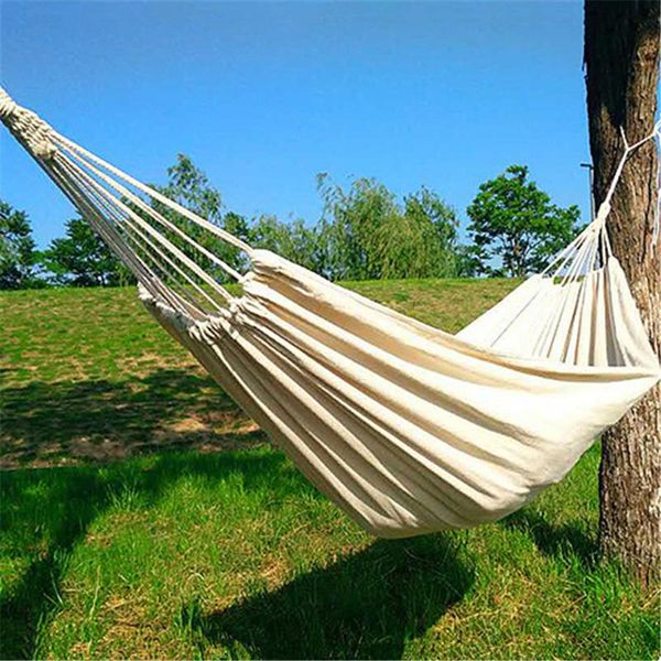 

camp furniture 200x150cm double hammock outdoor rollover prevention camping canvas hanging swing bed for patio travel hiking backpacking