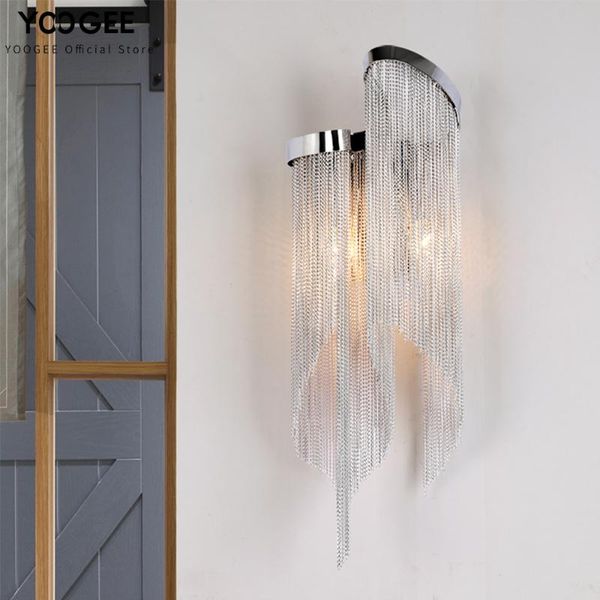 

modern aluminum chain wall lamp gold/chrome or silver indoor home decor lighting led luxury fixtures