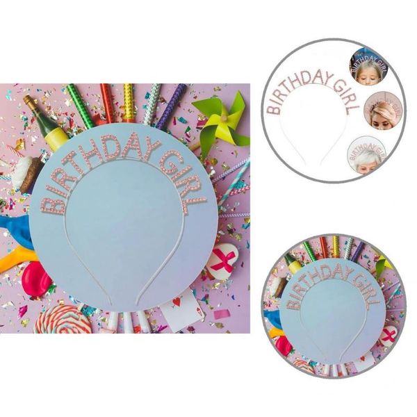

hair accessories hoop shiny rhinestone birthday girl crown letters all match, Slivery;white