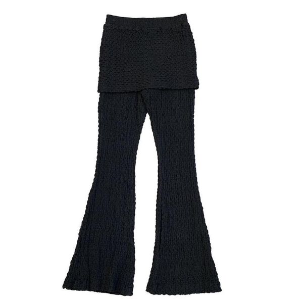 

women's pants & capris zcsmll fall 2021 wrinkled elastic waist flared trousers streetwear fashion solid color trendy long-leg culottes, Black;white