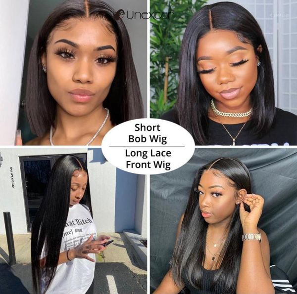 

unextarhair 13x4 straight lace front wig human hair wigs for women1, Black;brown