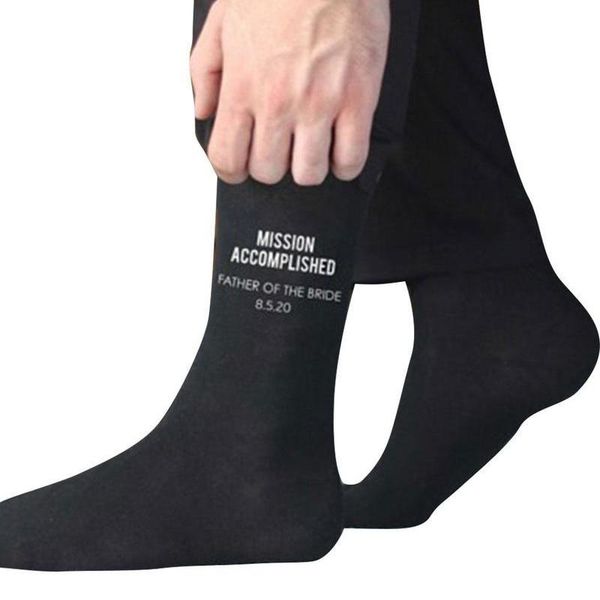 

men's socks trendy wedding men groom man groomsmen letter fashion combed cotton dressing party, Black