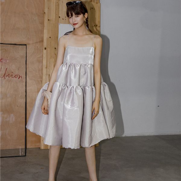 

2021cheerart designer spaghetti strap glitter dress women elegant purple backless ball gown ruffle sparkly tube dress 2021 fashion, Black;gray