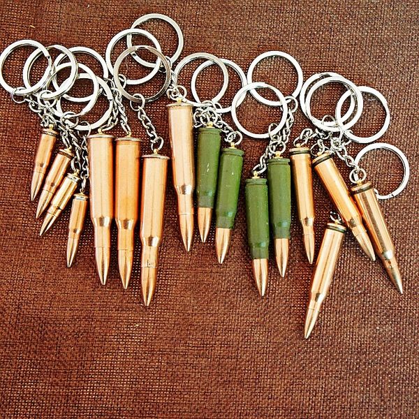 

fashion simulation bullet key chain mixed design 25pcs/lot, Slivery;golden