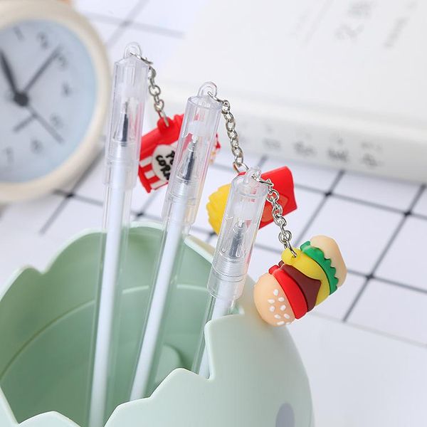

3pcs lot creative hamburger gel pen cute kawaii pencartoon office accessories stationery for school 2021 funny pens gift