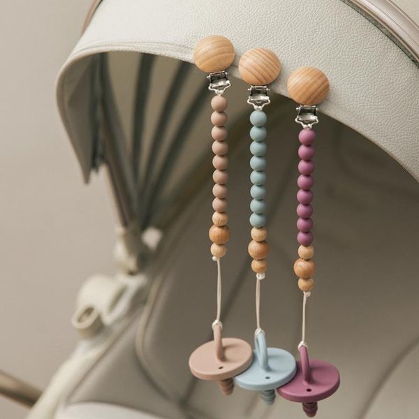 

pacifiers# infant dummy pacifier clips set solid color silicone teething holder chains baby nursing toy