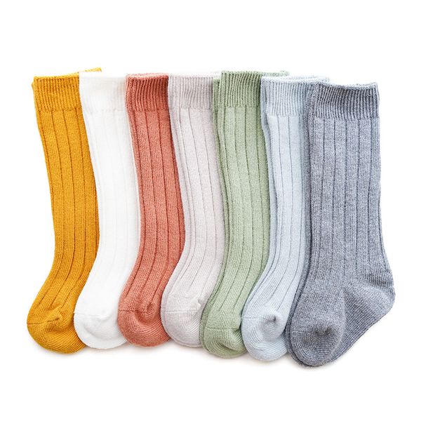 

baby socks newborn stripe plain girls boys knee high sock toddler solid color sock for 0-3 years children 20220228 q2, Pink;yellow