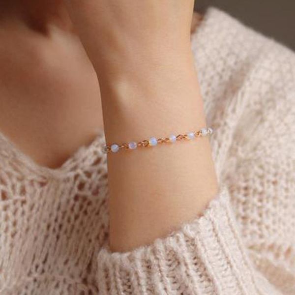 

link, chain simple opal crystal beaded layer couple creative bracelet alloy friendship rope men and women jewelry gift, Black