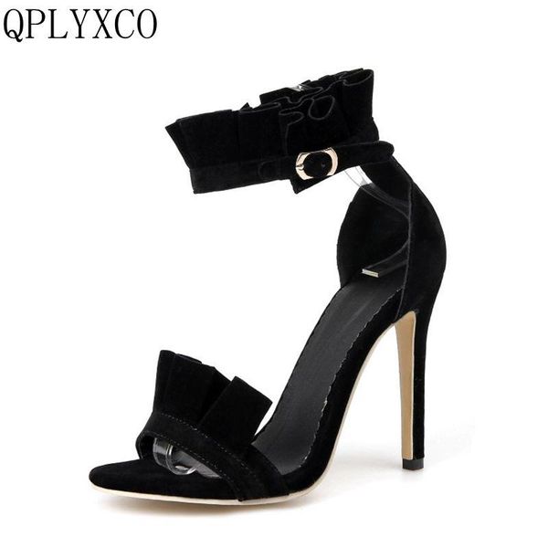 

plus fash ion big 34-52 summer high heels sandals open toe ankle strap shoes woman pumps dress wedding 81-1, Black