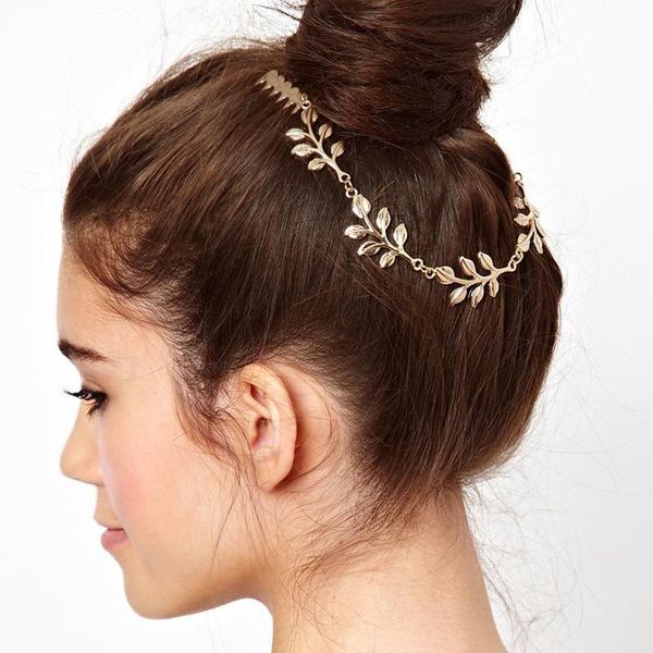 

hair clips & barrettes fashion metal leaf comb wedding bridal hairpin jewelry golden female headdress, Golden;silver