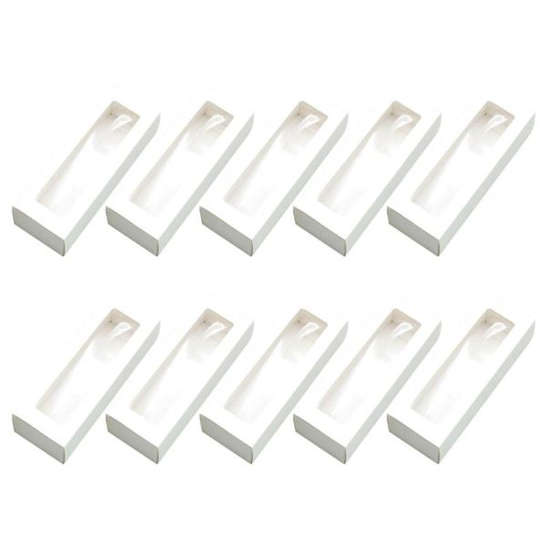 

gift wrap 10pcs macaron pvc boxes with clear window paper packaging box cookie containers for home dessert shop (white paper, small)