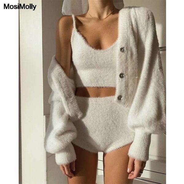 

women's jumpsuits & rompers autumn winter knit jumpsuit two pieces playsuits loungewear for sweater sets cami and shorts xxd3, Black;white