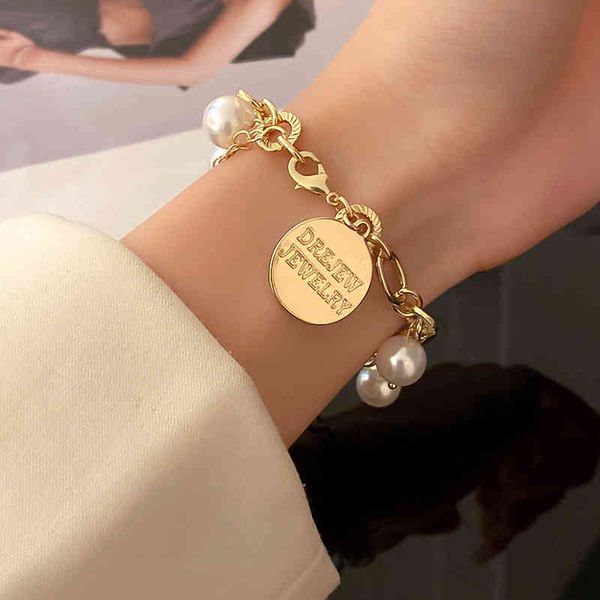 

chinese-style products korean dongdamen letter round brand pearl bracelet temperament fashion design sense net red personality trendy hand o