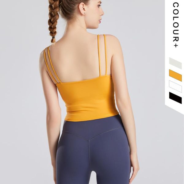 

sleeveless women sports vest nylon shockproof casual slim exposed navel camisole bra sportswear yoga wear female 2021 gym clothing, White;black