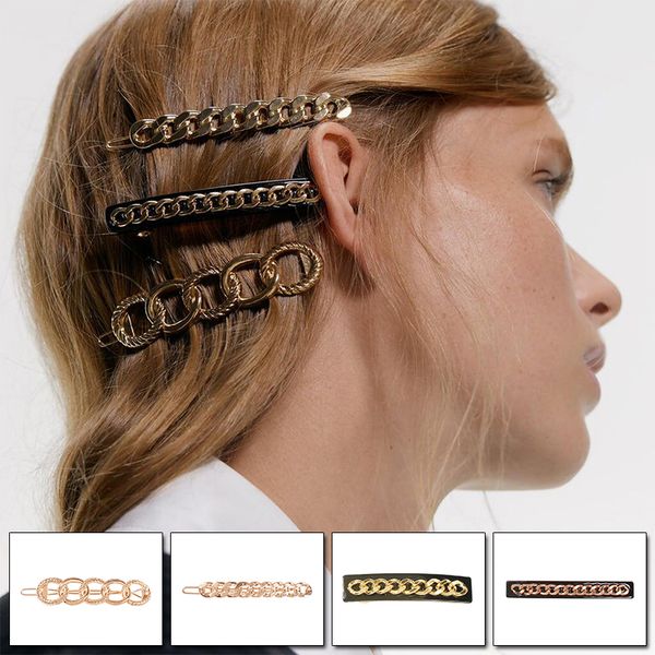 

Gold Color Hair Clip For Women Metal Chain Long Barrettes Wedding Hairpins Punk Hair Pins Hair Accessories Christmas Gift