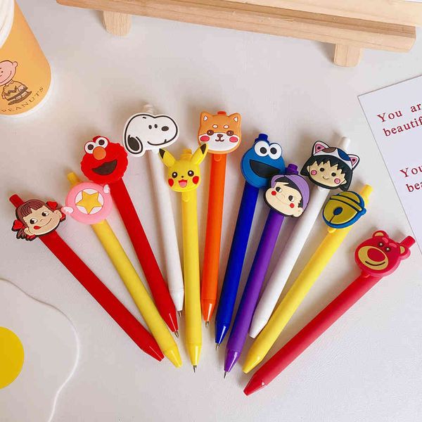 

girl cute heart cartoon sile pen water black prs neutral signature student stationery, Blue;orange