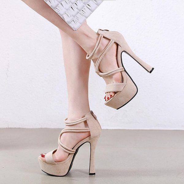 

brand desinger sandals super high-heeled crose-tie up platform strappy women heels summer evening party shoes black