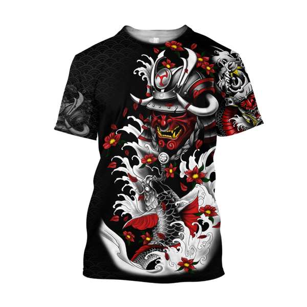 

beautiful samurai tattoo carp fishing 3d printed men t shirt summer fashion harajuku short sleeve tee shirts tx-4 men's t-shirts, White;black