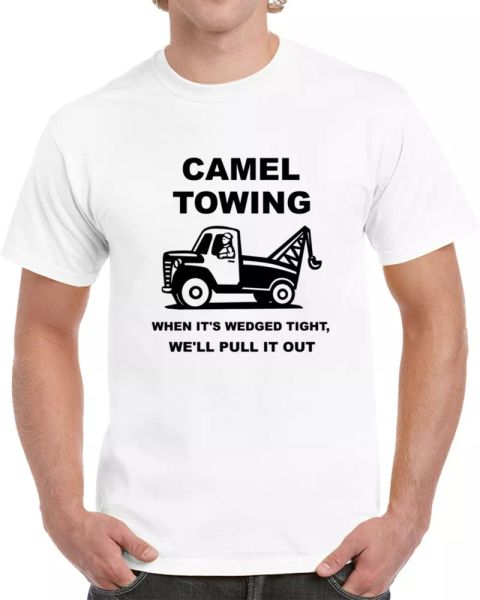 

camel towing funny t shirt novelty humor party cotton tee gift, White;black