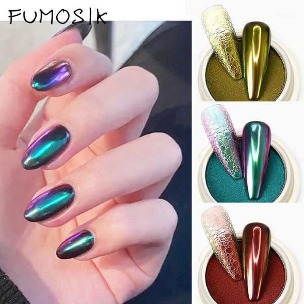 

1g/box magic chameleon mirror laser nail glitter powders auroras effect art chrome pigment dust diy design decoration1, Silver;gold